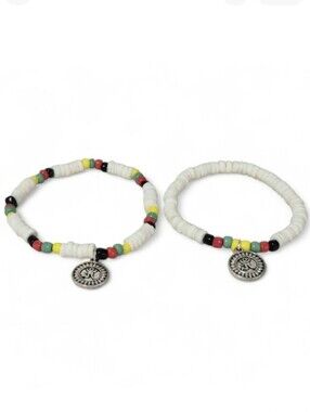 Handcrafted One Of A Kind Set Of Two Beaded Bracelets